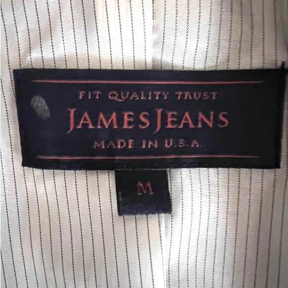 James Jeans Womens Medium Ponte Knit Tuxedo Blazer Jacket Taupe Black Lapel - Picture 3 of 13